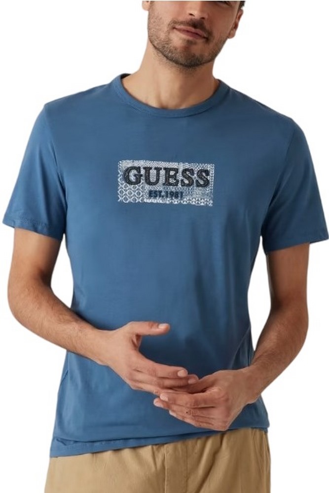 GUESS CN GUESS BOX TEE T-SHIRT ΜΠΛΟΥΖΑ ΑΝΔΡΙΚΗ PETROL