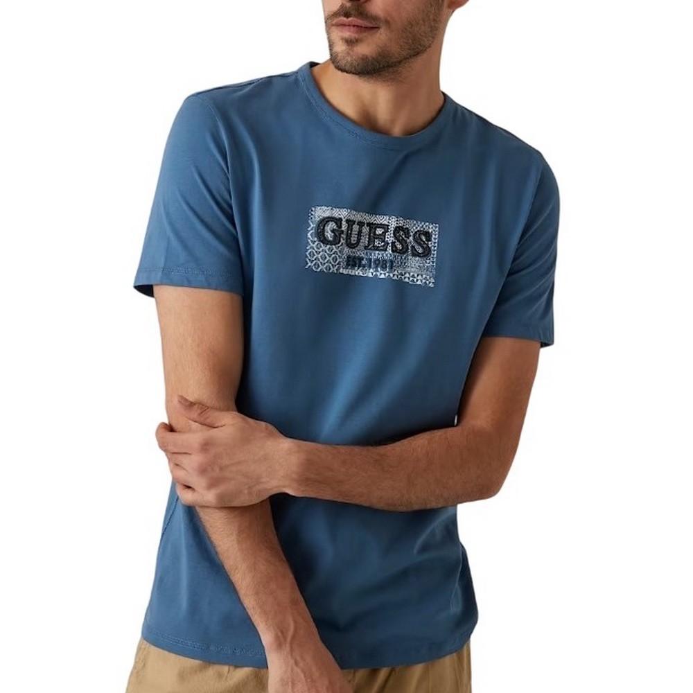 GUESS CN GUESS BOX TEE T-SHIRT ΜΠΛΟΥΖΑ ΑΝΔΡΙΚΗ PETROL