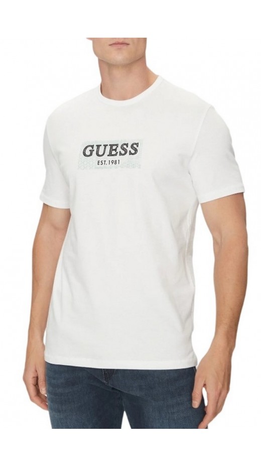 GUESS CN GUESS BOX TEE T-SHIRT ΜΠΛΟΥΖΑ ΑΝΔΡΙΚΗ WHITE