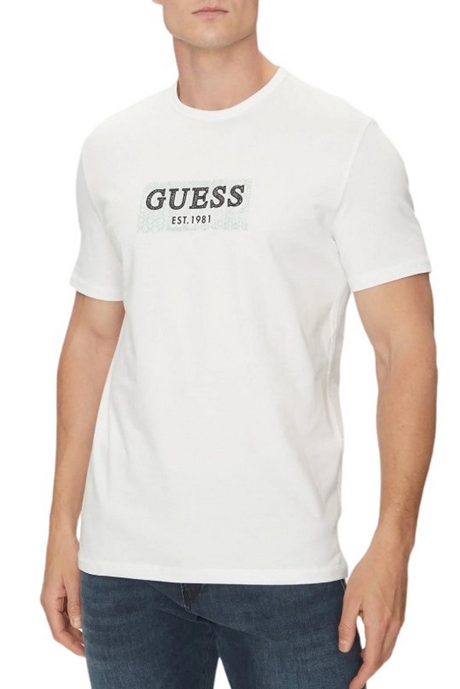 GUESS CN GUESS BOX TEE T-SHIRT ΜΠΛΟΥΖΑ ΑΝΔΡΙΚΗ WHITE