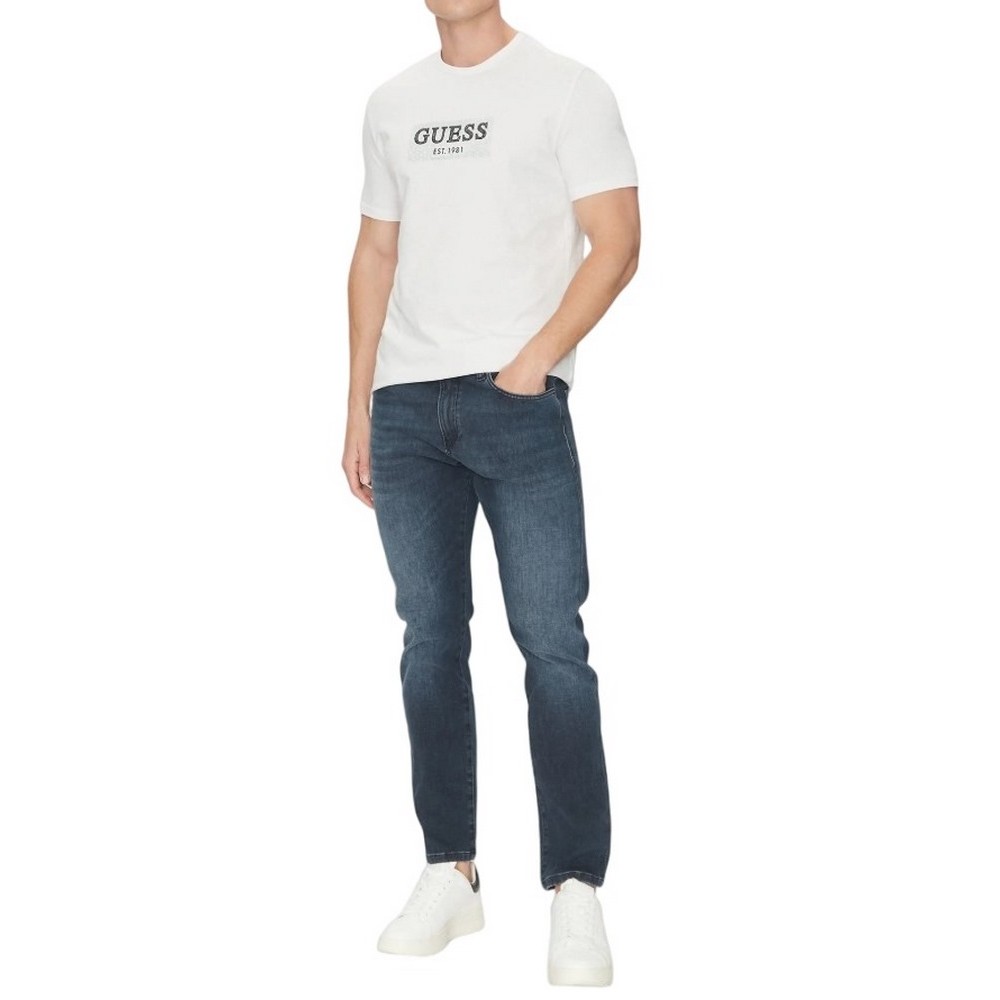 GUESS CN GUESS BOX TEE T-SHIRT ΜΠΛΟΥΖΑ ΑΝΔΡΙΚΗ WHITE