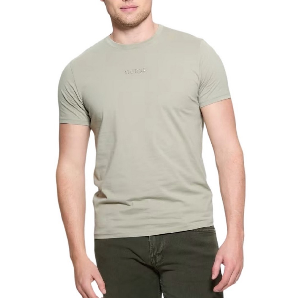 GUESS EMB PIMA CREW T-SHIRT ΜΠΛΟΥΖΑ ΑΝΔΡΙΚΗ KHAKI