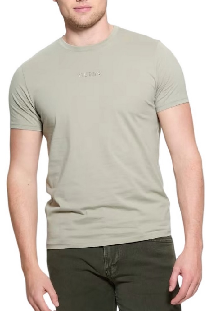 GUESS EMB PIMA CREW T-SHIRT ΜΠΛΟΥΖΑ ΑΝΔΡΙΚΗ KHAKI
