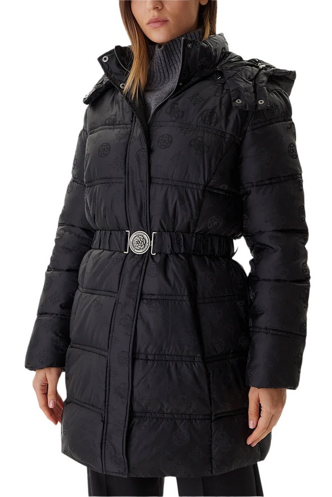 GUESS IMMA LOGO MIDI PUFFER ΜΠΟΥΦΑΝ ΓΥΝΑΙΚΕΙΟ BLACK