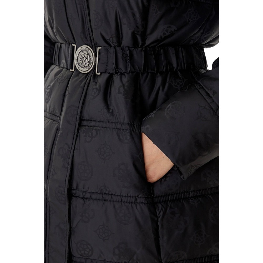 GUESS IMMA LOGO MIDI PUFFER ΜΠΟΥΦΑΝ ΓΥΝΑΙΚΕΙΟ BLACK