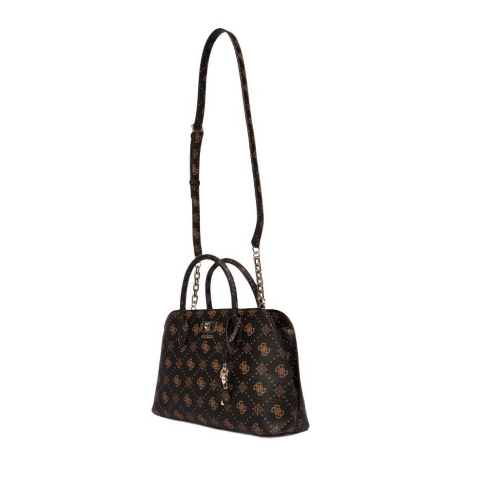 GUESS EMELIE LOGO 2 COMP SATCHEL ΤΣΑΝΤΑ ΓΥΝΑΙΚΕΙΑ COFFEE