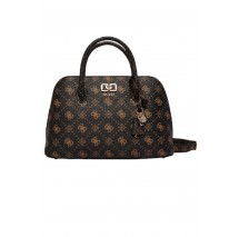 GUESS EMELIE LOGO 2 COMP SATCHEL ΤΣΑΝΤΑ ΓΥΝΑΙΚΕΙΑ COFFEE