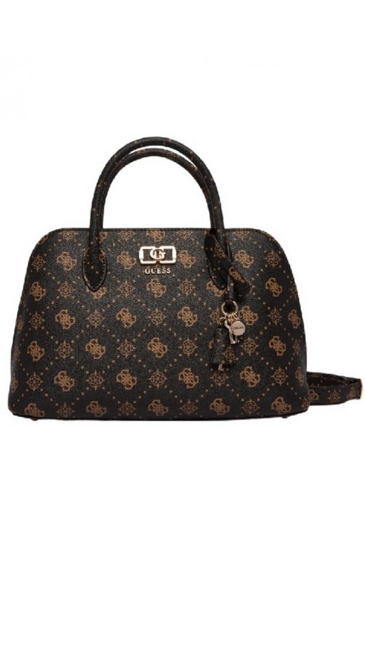 GUESS EMELIE LOGO 2 COMP SATCHEL ΤΣΑΝΤΑ ΓΥΝΑΙΚΕΙΑ COFFEE
