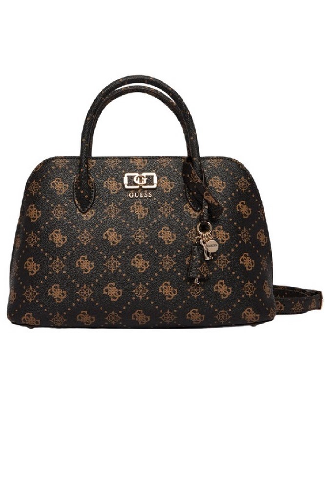 GUESS EMELIE LOGO 2 COMP SATCHEL ΤΣΑΝΤΑ ΓΥΝΑΙΚΕΙΑ COFFEE