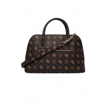 GUESS EMELIE LOGO 2 COMP SATCHEL ΤΣΑΝΤΑ ΓΥΝΑΙΚΕΙΑ COFFEE