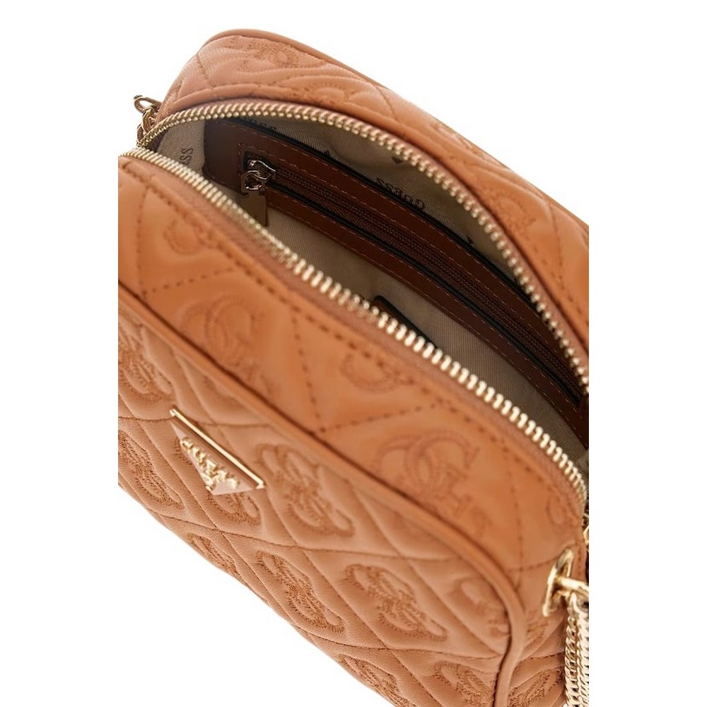 GUESS ADELASIA CAMERA CROSSBODY ΤΣΑΝΤΑ ΓΥΝΑΙΚΕΙΑ CARAMEL