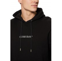GUESS JEANS LS HOODED REG EMBRO SWEAT ΦΟΥΤΕΡ ΜΠΛΟΥΖΑ ΑΝΔΡΙΚΗ BLACK