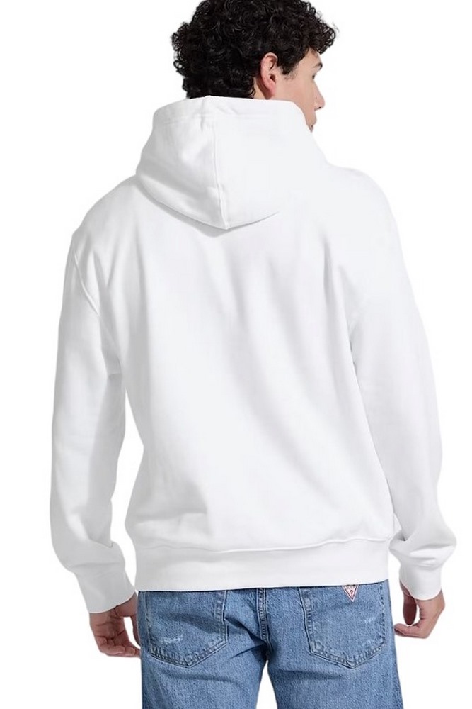 GUESS JEANS LS HOODED REG EMBRO SWEAT ΦΟΥΤΕΡ ΜΠΛΟΥΖΑ ΑΝΔΡΙΚΗ WHITE