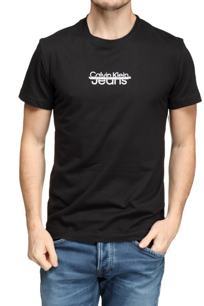 CALVIN KLEIN JEANS SMALL DISRUPTED LACQUER LOGO TEE T-SHIRT ΑΝΔΡΙΚΟ BLACK