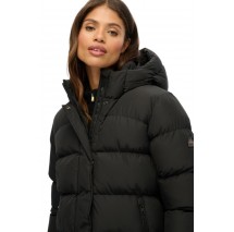 SUPERDRY D1 SDSW HOODED SPORTS PUFFER MID JKT ΜΠΟΥΦΑΝ ΓΥΝΑΙΚΕΙΟ BLACK