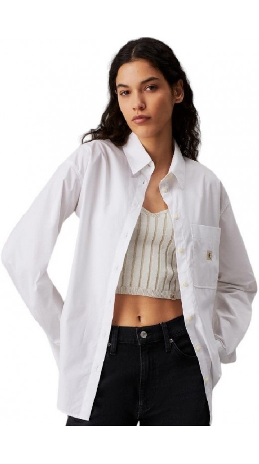 CALVIN KLEIN JEANS WOVEN LABEL RELAXED SHIRT ΓΥΝΑΙΚΕΙΟ BRIGHT WHITE