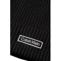 CALVIN KLEIN PATCH CHUNKY RIB COTTON BEANIE ΣΚΟΥΦΟΣ ΑΝΔΡΙΚΟΣ BLACK