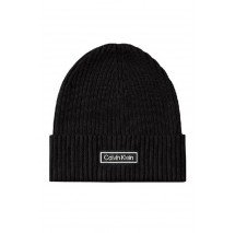 CALVIN KLEIN PATCH CHUNKY RIB COTTON BEANIE ΣΚΟΥΦΟΣ ΑΝΔΡΙΚΟΣ BLACK