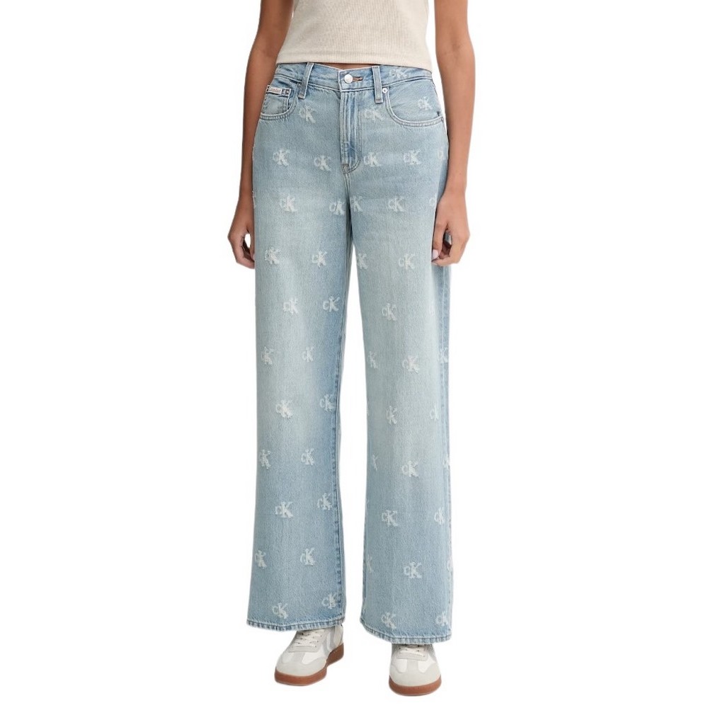 CALVIN KLEIN JEANS TH WD LG CK DSTRSSD ΠΑΝΤΕΛΟΝΙ ΓΥΝΑΙΚΕΙΟ INDIGO