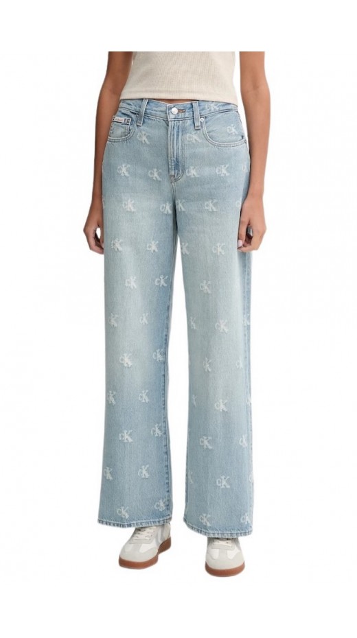 CALVIN KLEIN JEANS TH WD LG CK DSTRSSD ΠΑΝΤΕΛΟΝΙ ΓΥΝΑΙΚΕΙΟ INDIGO