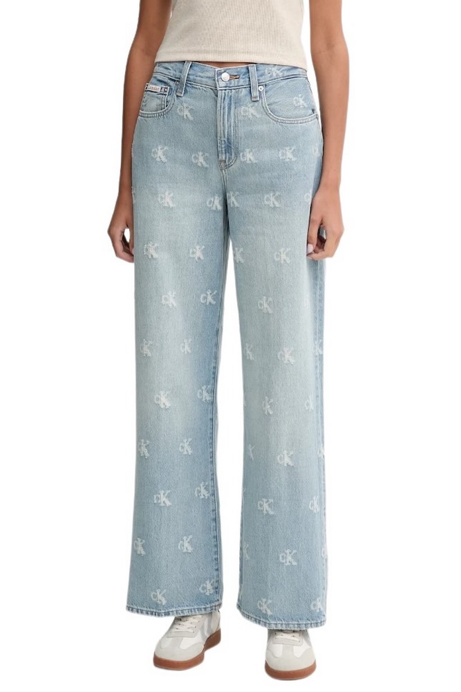 CALVIN KLEIN JEANS TH WD LG CK DSTRSSD ΠΑΝΤΕΛΟΝΙ ΓΥΝΑΙΚΕΙΟ INDIGO