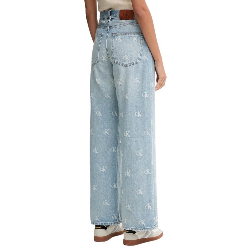 CALVIN KLEIN JEANS TH WD LG CK DSTRSSD ΠΑΝΤΕΛΟΝΙ ΓΥΝΑΙΚΕΙΟ INDIGO