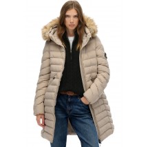 SUPERDRY D2 OVIN FUJI FAUX FUR HOOD MID LENGTH ΜΠΟΥΦΑΝ ΓΥΝΑΙΚΕΙΟ GREY