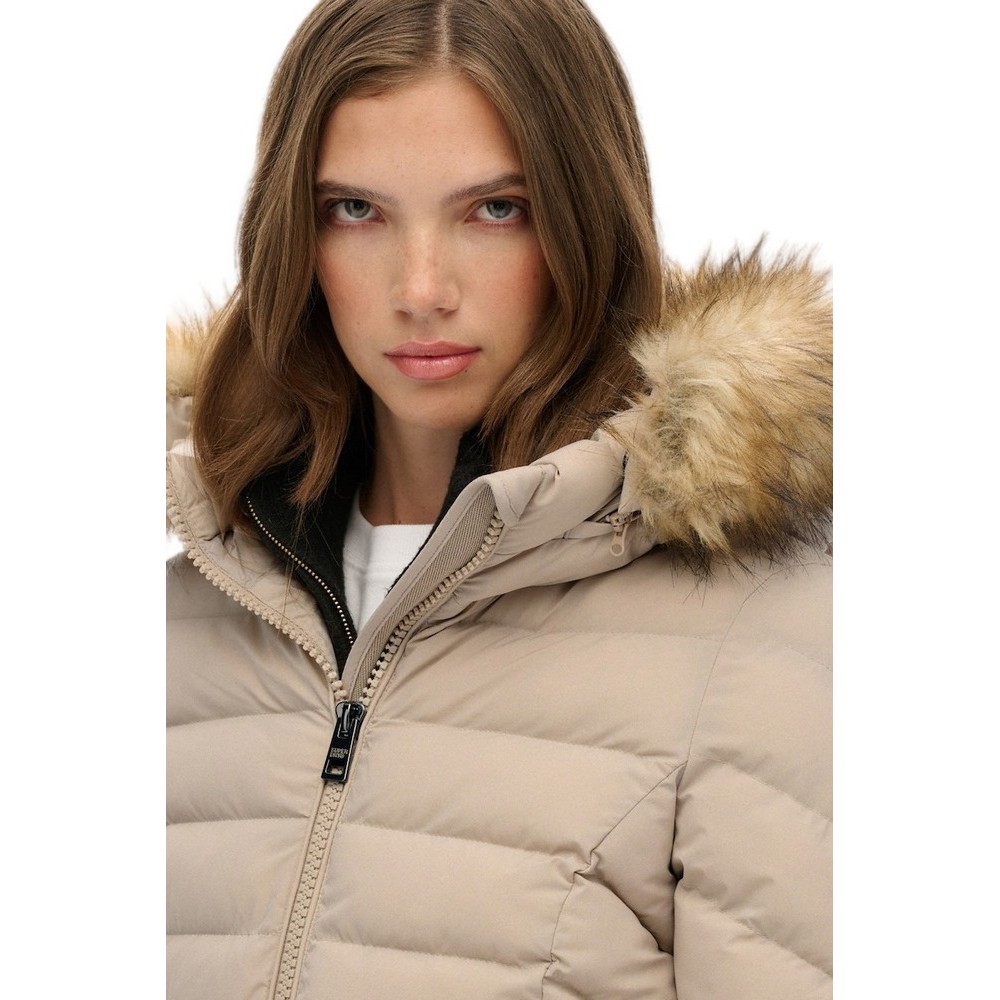 SUPERDRY D2 OVIN FUJI FAUX FUR HOOD MID LENGTH ΜΠΟΥΦΑΝ ΓΥΝΑΙΚΕΙΟ GREY