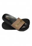 SUPERDRY LOGO VEGAN POOL SLIDE ΠΑΝΤΟΦΛΑ ΓΥΝΑΙΚΕΙΑ BROWN/BLACK