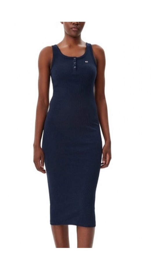 TOMMY JEANS  BUTTON TANK DRESS ΦΟΡΕΜΑ ΓΥΝΑΙΚΕΙΟ NAVY