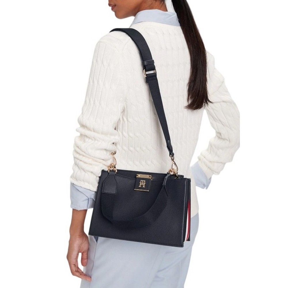 TOMMY HILFIGER HER MED SATCHEL CORP ΤΣΑΝΤΑ ΓΥΝΑΙΚΕΙΑ DARK NAVY