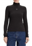 CALVIN KLEIN JEANS LS WOVEN LABEL TURTLENECK ΜΠΛΟΥΖΑ ΓΥΝΑΙΚΕΙΑ BLACK
