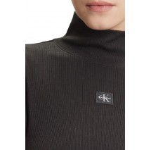 CALVIN KLEIN JEANS LS WOVEN LABEL TURTLENECK ΜΠΛΟΥΖΑ ΓΥΝΑΙΚΕΙΑ BLACK
