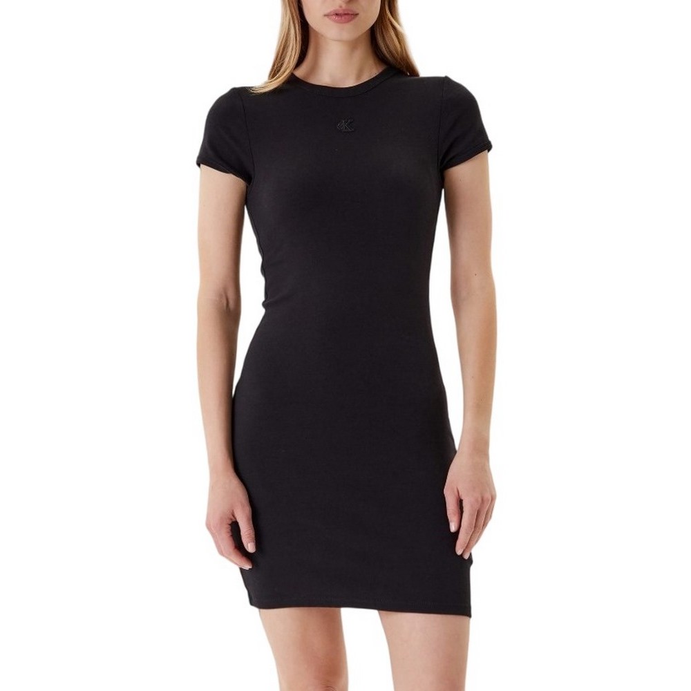 CALVIN KLEIN JEANS CO CONTOUR 1X1 RIB MINI DRESS ΦΟΡΕΜΑ ΓΥΝΑΙΚΕΙΟ BLACK