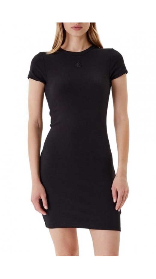 CALVIN KLEIN JEANS CO CONTOUR 1X1 RIB MINI DRESS ΦΟΡΕΜΑ ΓΥΝΑΙΚΕΙΟ BLACK