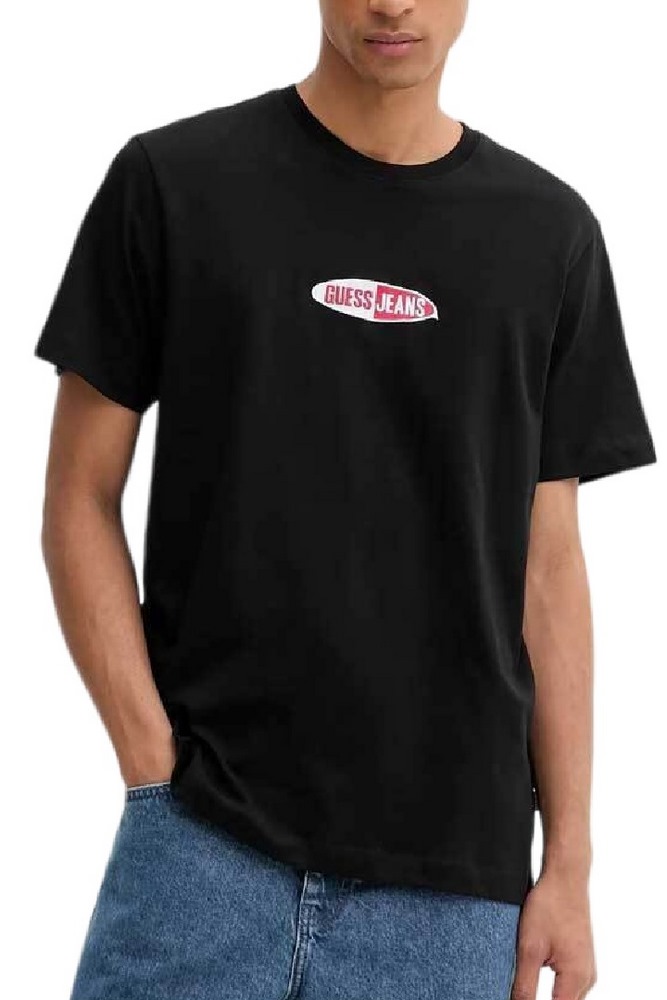 GUESS JEANS REG FIT SMALL LOGO TEE T-SHIRT  ΜΠΛΟΥΖΑ ΑΝΔΡΙΚΗ BLACK