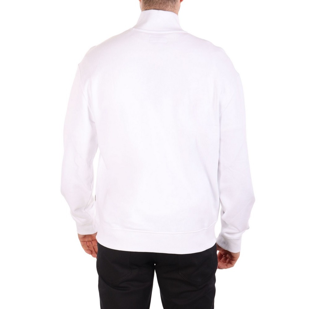 GUESS JEANS HALF ZIP REG EMBRO SWEAT ΜΠΛΟΥΖΑ ΦΟΥΤΕΡ ΑΝΔΡΙΚΗ WHITE