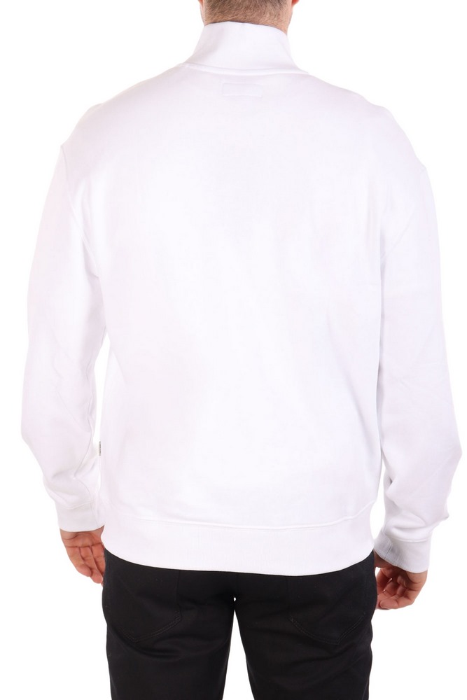 GUESS JEANS HALF ZIP REG EMBRO SWEAT ΜΠΛΟΥΖΑ ΦΟΥΤΕΡ ΑΝΔΡΙΚΗ WHITE