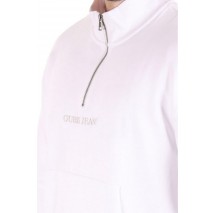 GUESS JEANS HALF ZIP REG EMBRO SWEAT ΜΠΛΟΥΖΑ ΦΟΥΤΕΡ ΑΝΔΡΙΚΗ WHITE