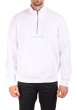 GUESS JEANS HALF ZIP REG EMBRO SWEAT ΜΠΛΟΥΖΑ ΦΟΥΤΕΡ ΑΝΔΡΙΚΗ WHITE