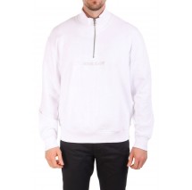 GUESS JEANS HALF ZIP REG EMBRO SWEAT ΜΠΛΟΥΖΑ ΦΟΥΤΕΡ ΑΝΔΡΙΚΗ WHITE