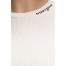 TOMMY JEANS SLIM GMD SCRIPT RIB TEE T-SHIRT ΜΠΛΟΥΖΑ ΓΥΝΑΙΚΕΙΑ OFF WHITE