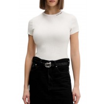 TOMMY JEANS SLIM GMD SCRIPT RIB TEE T-SHIRT ΜΠΛΟΥΖΑ ΓΥΝΑΙΚΕΙΑ OFF WHITE