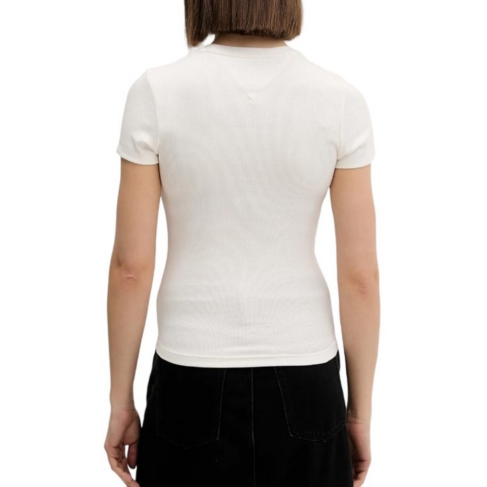 TOMMY JEANS SLIM GMD SCRIPT RIB TEE T-SHIRT ΜΠΛΟΥΖΑ ΓΥΝΑΙΚΕΙΑ OFF WHITE