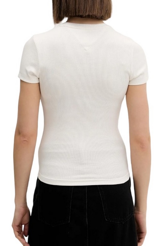 TOMMY JEANS SLIM GMD SCRIPT RIB TEE T-SHIRT ΜΠΛΟΥΖΑ ΓΥΝΑΙΚΕΙΑ OFF WHITE