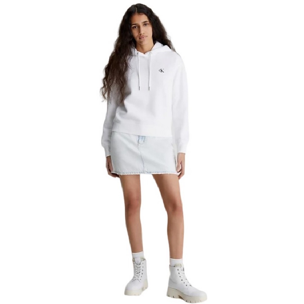 CALVIN KLEIN JEANS CK EMBROIDERY HOODIE ΜΠΛΟΥΖΑ ΦΟΥΤΕΡ ΓΥΝΑΙΚΕΙΑ WHITE