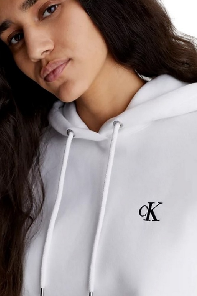 CALVIN KLEIN JEANS CK EMBROIDERY HOODIE ΜΠΛΟΥΖΑ ΦΟΥΤΕΡ ΓΥΝΑΙΚΕΙΑ WHITE