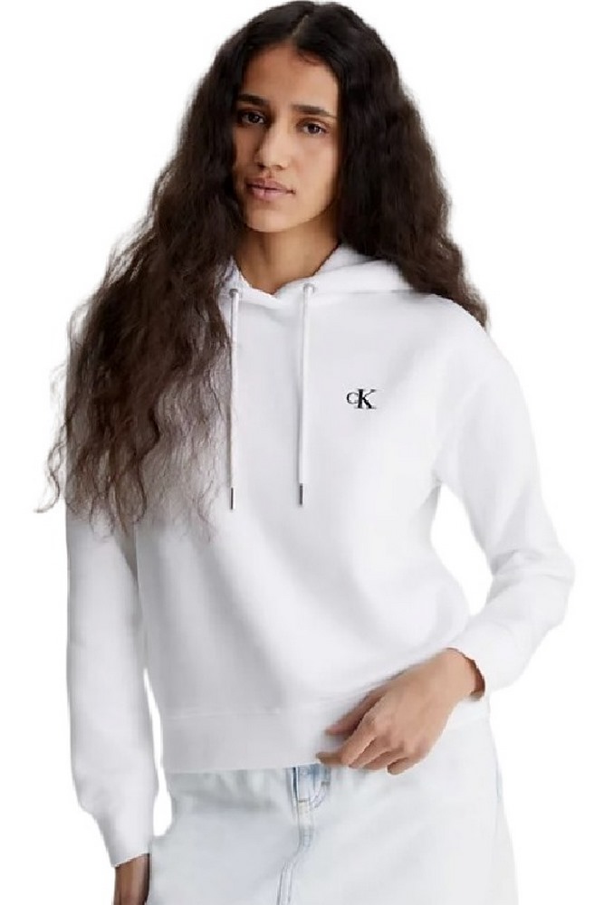 CALVIN KLEIN JEANS CK EMBROIDERY HOODIE ΜΠΛΟΥΖΑ ΦΟΥΤΕΡ ΓΥΝΑΙΚΕΙΑ WHITE