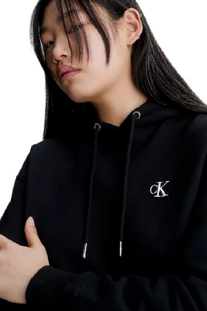 CALVIN KLEIN JEANS CK EMBROIDERY HOODIE ΜΠΛΟΥΖΑ ΦΟΥΤΕΡ ΓΥΝΑΙΚΕΙΑ BLACK