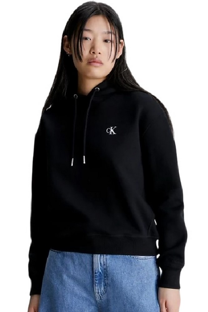 CALVIN KLEIN JEANS CK EMBROIDERY HOODIE ΜΠΛΟΥΖΑ ΦΟΥΤΕΡ ΓΥΝΑΙΚΕΙΑ BLACK